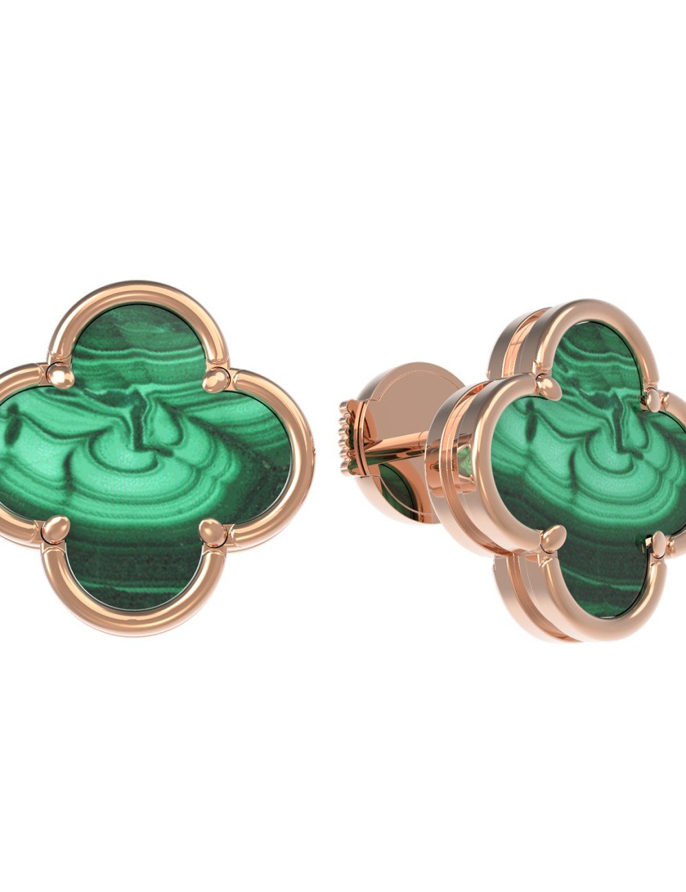 Серьги из золота c малахитом