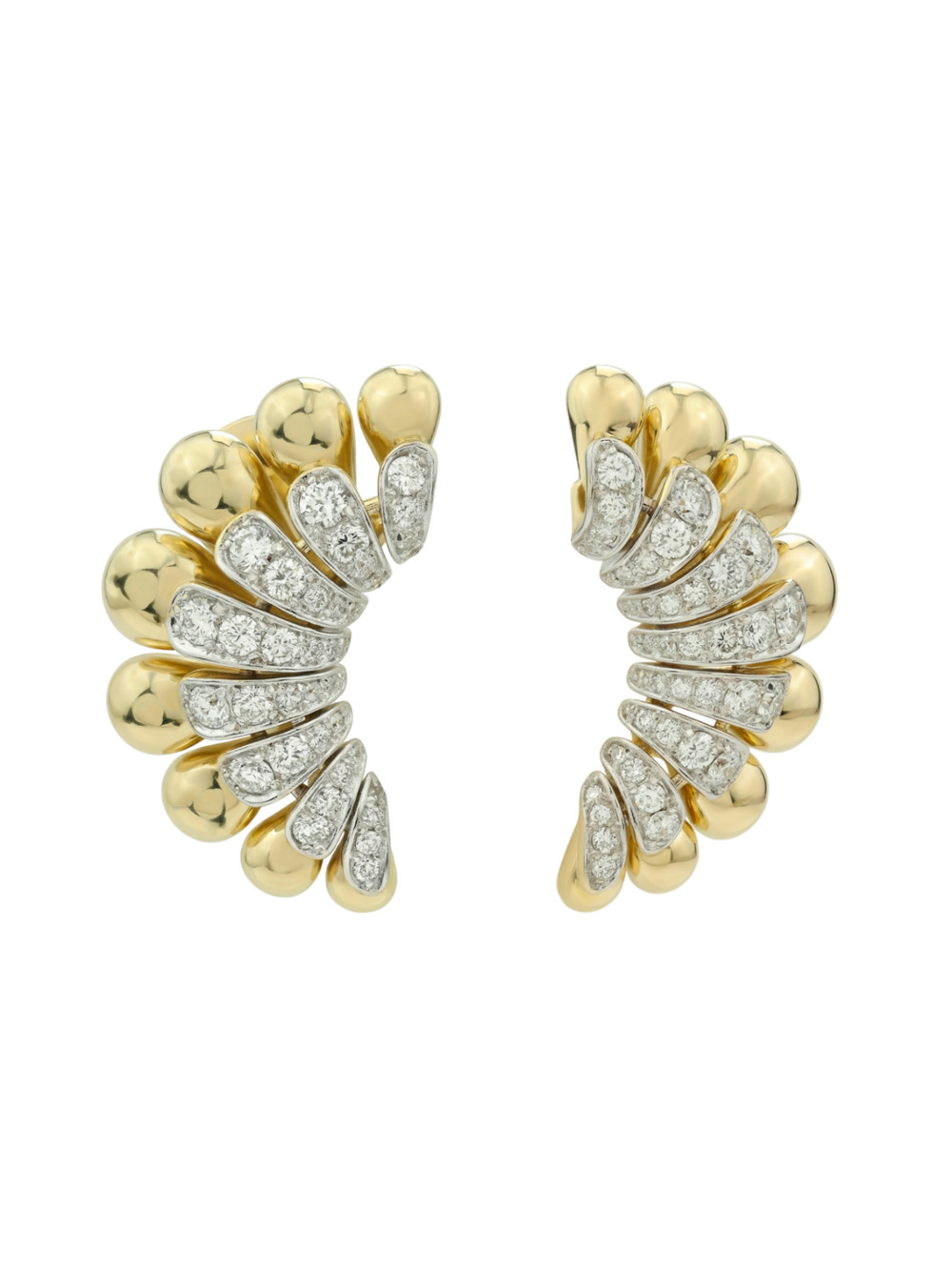 Серьги из лимонного золота 585 пробы c бриллиантами