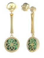 Серьги из лимонного золота c фианитом и малахитом