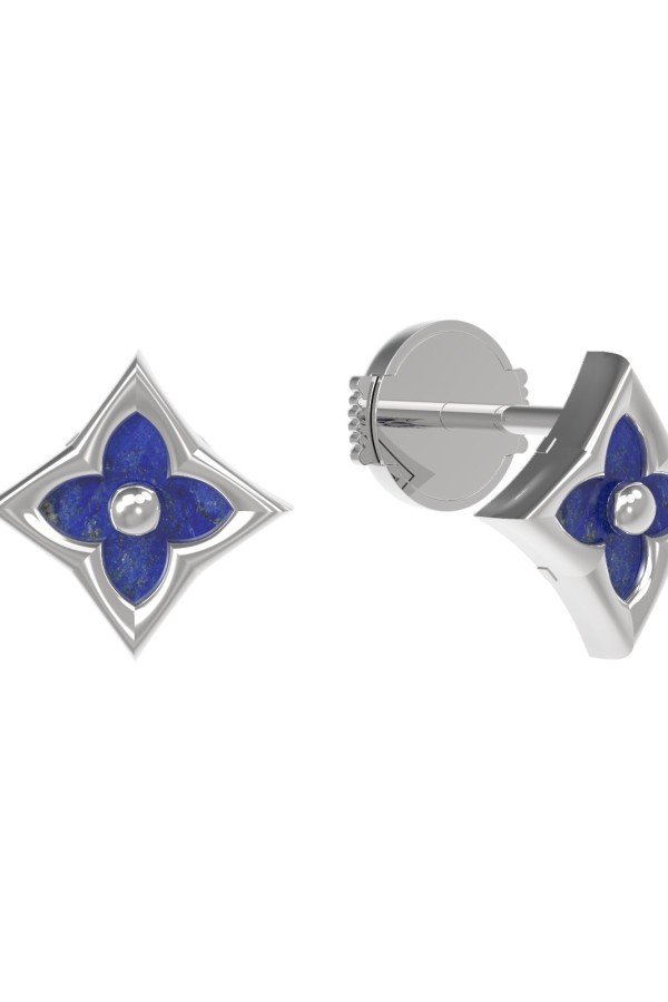 Серьги из белого золота c лазуритом