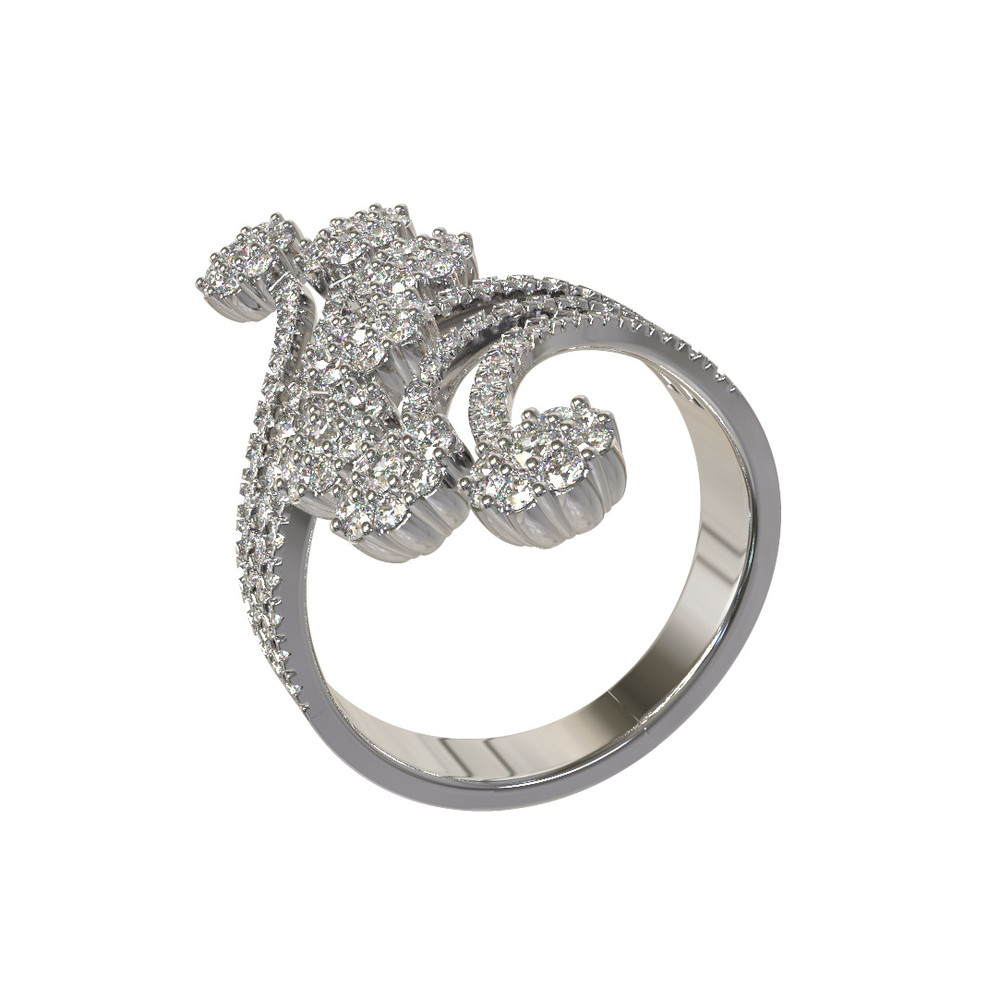 Кольцо из белого золота 585 пробы c бриллиантами