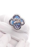 Кольцо из белого золота c эмалью и перламутром