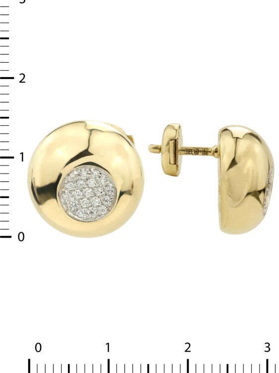 Серьги из лимонного золота 585 пробы c бриллиантами