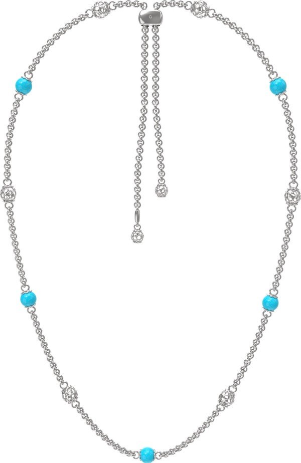 Колье из белого золота c бирюзой