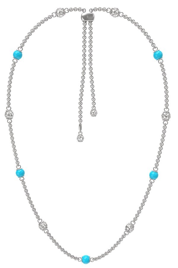 Колье из белого золота c бирюзой