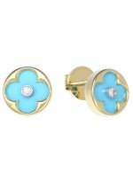 Серьги из лимонного золота c бриллиантами и бирюзой