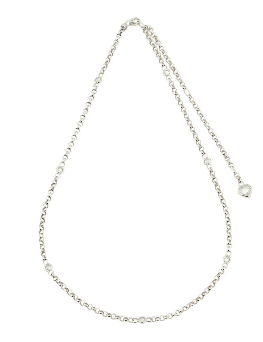 Цепь из белого золота c фианитом