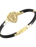 Браслет из лимонного золота c шнурком и ониксом