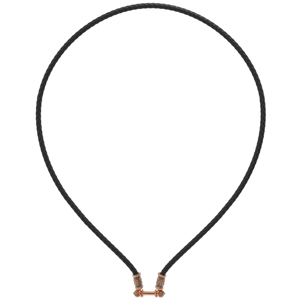 Цепь-шнурок кожа из красного золота 585 пробы c кожаным шнурком