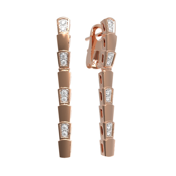 Серьги из красного золота 585 пробы c бриллиантами