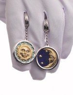 Серьги из белого золота c бирюзой и лазуритом