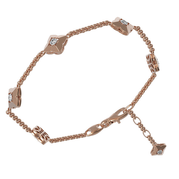 Браслет из красного золота 585 пробы c бриллиантами