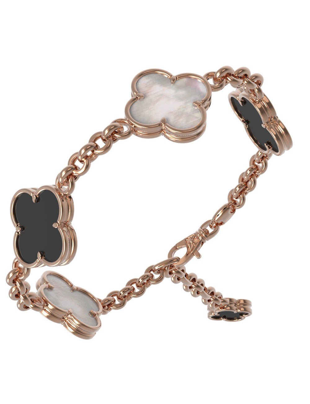 Браслет из золота c ониксом и перламутром