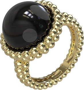 Кольцо из лимонного золота c ониксом