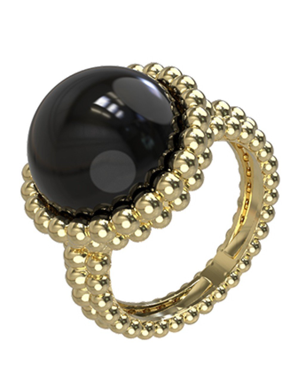 Кольцо из лимонного золота c ониксом