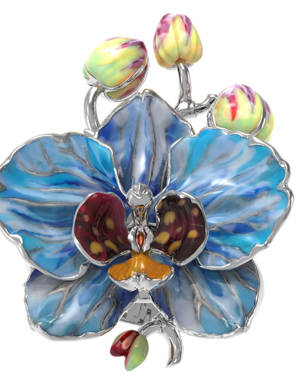 Кольцо из белого золота c эмалью