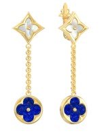 Серьги из лимонного золота c лазуритом и перламутром