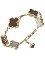 Браслет из лимонного золота c тигровым глазом и перламутром