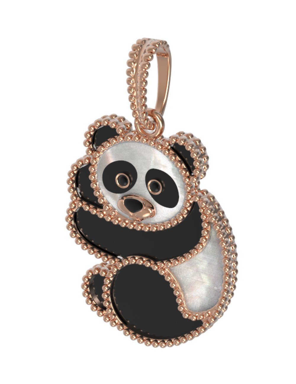 Подвеска из золота c эмалью, ониксом и перламутром