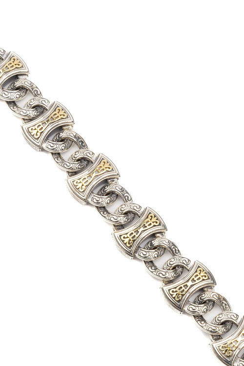 Браслет из серебра 925 пробы и золота 750 пробы c рубином