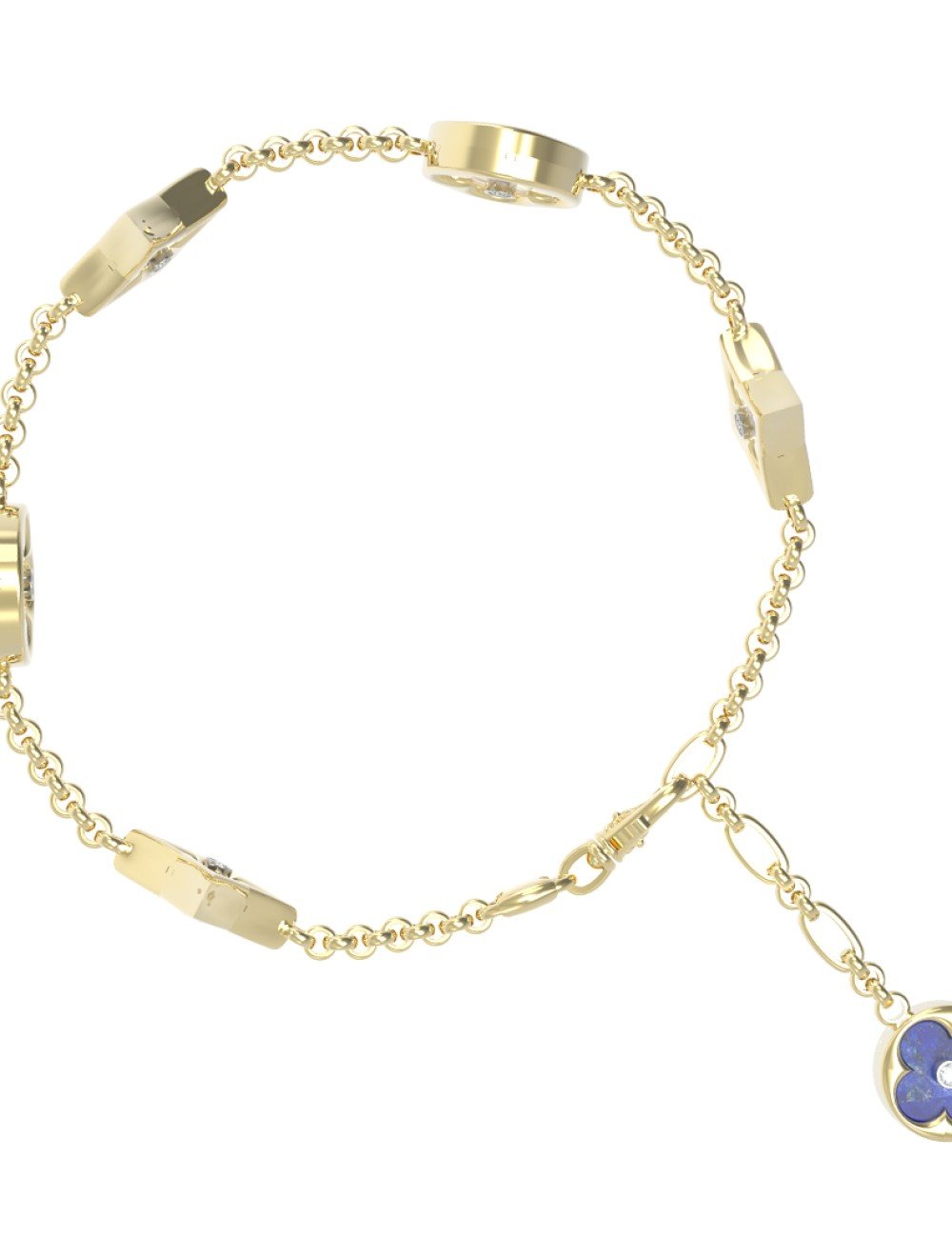 Браслет из лимонного золота c бриллиантами, лазуритом и перламутром