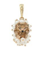 Подвеска из золота c эмалью и жемчугом