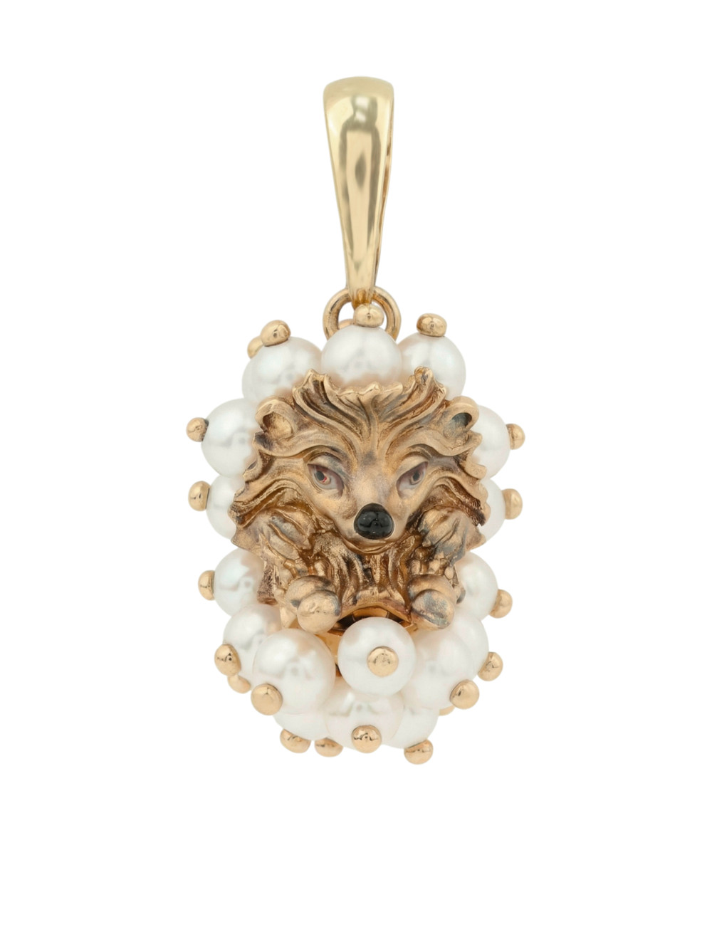 Подвеска из красного золота 585 пробы c эмалью и жемчугом