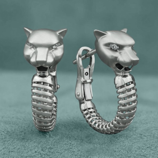 Серьги из белого золота 585 пробы c бриллиантами