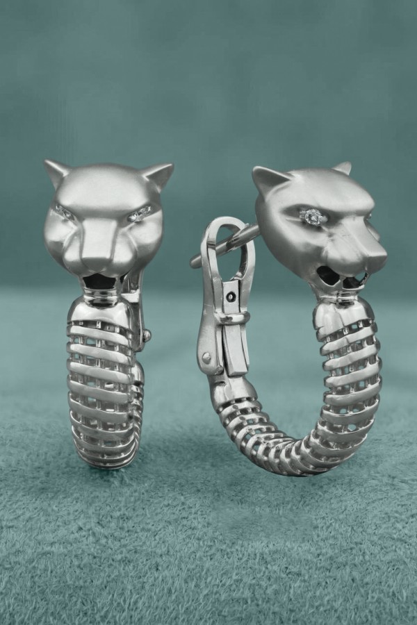 Серьги из белого золота 585 пробы c бриллиантами