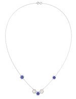 Колье из белого золота c лазуритом и перламутром