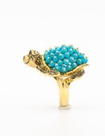 Кольцо из лимонного золота c эмалью и бирюзой