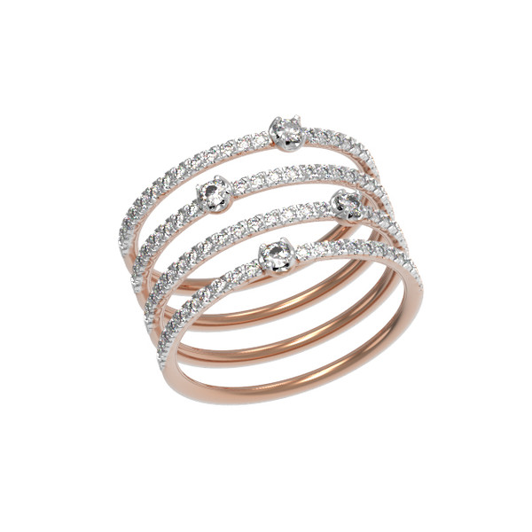 Кольцо из красного золота 585 пробы c бриллиантами