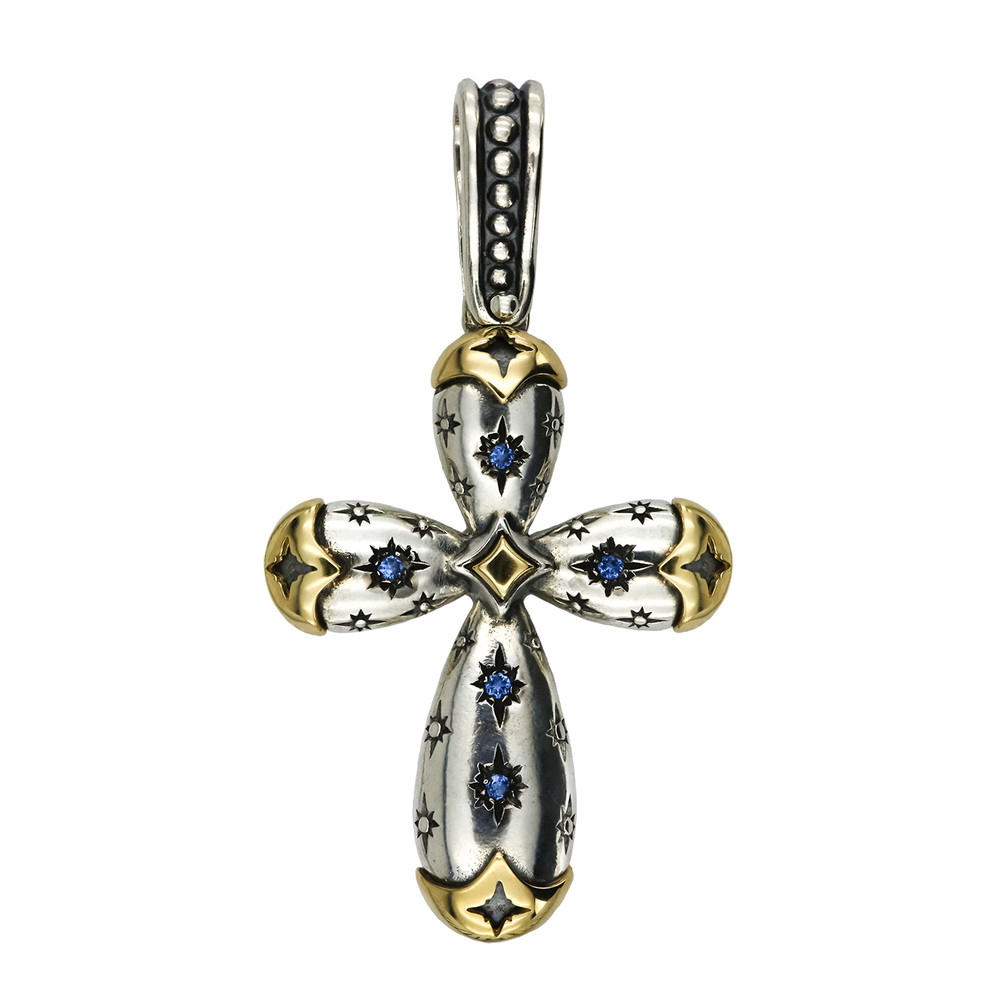 Крест из серебра 925 пробы и золота 750 пробы c фианитом