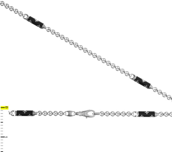 Цепь из белого золота 585 пробы c эмалью