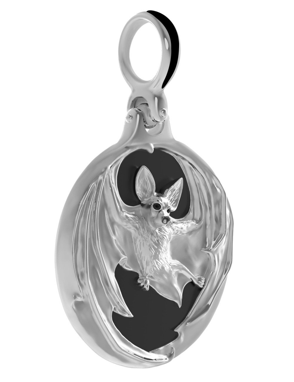 Подвеска из белого золота c эмалью и ониксом