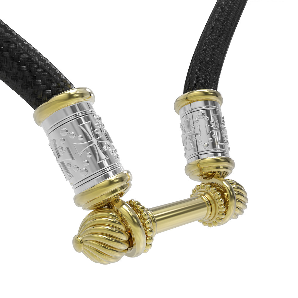 Цепь-шнурок шелк из лимонного золота 585 пробы c шёлковым шнурком