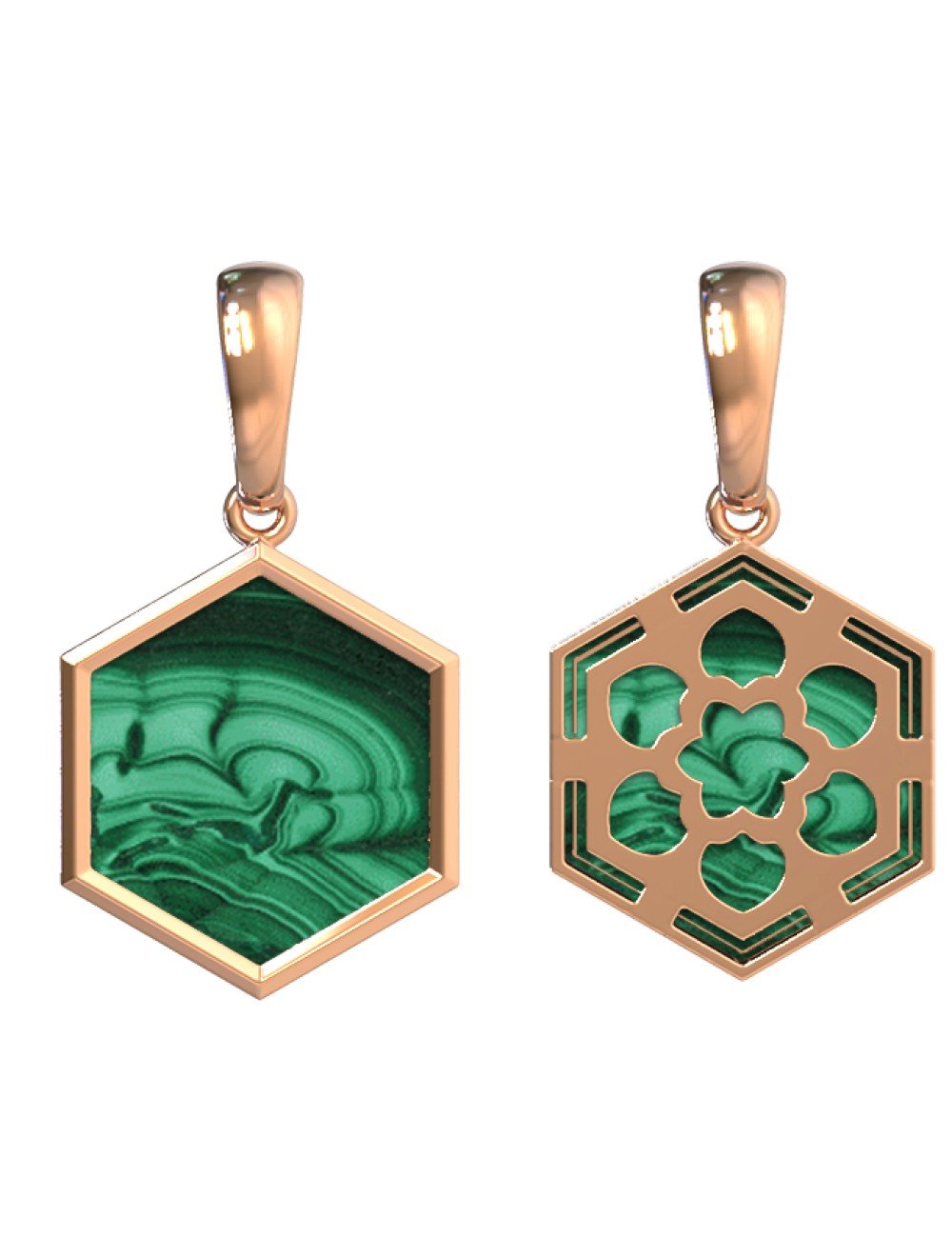 Подвеска из золота c малахитом