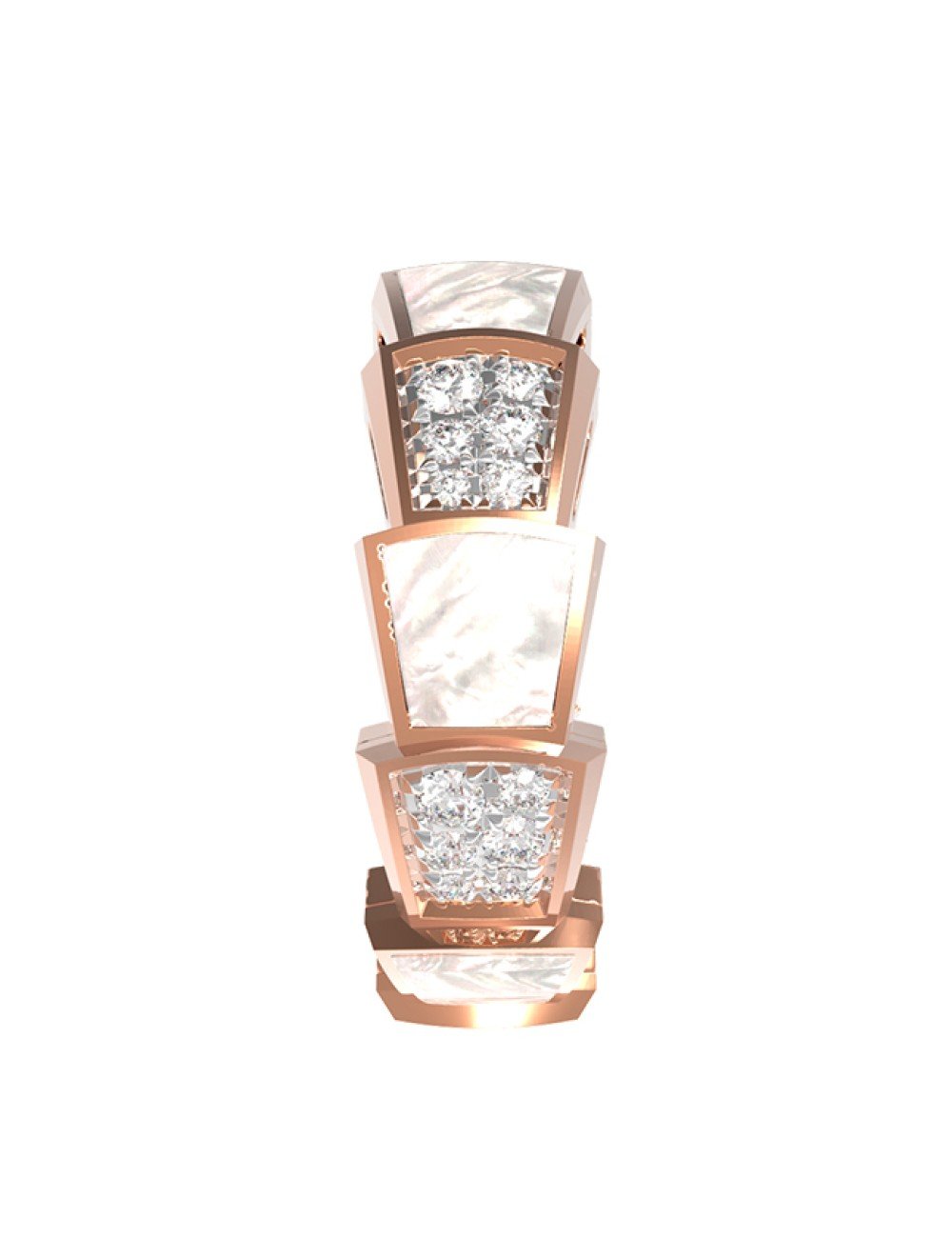 Кольцо из золота c бриллиантами и перламутром