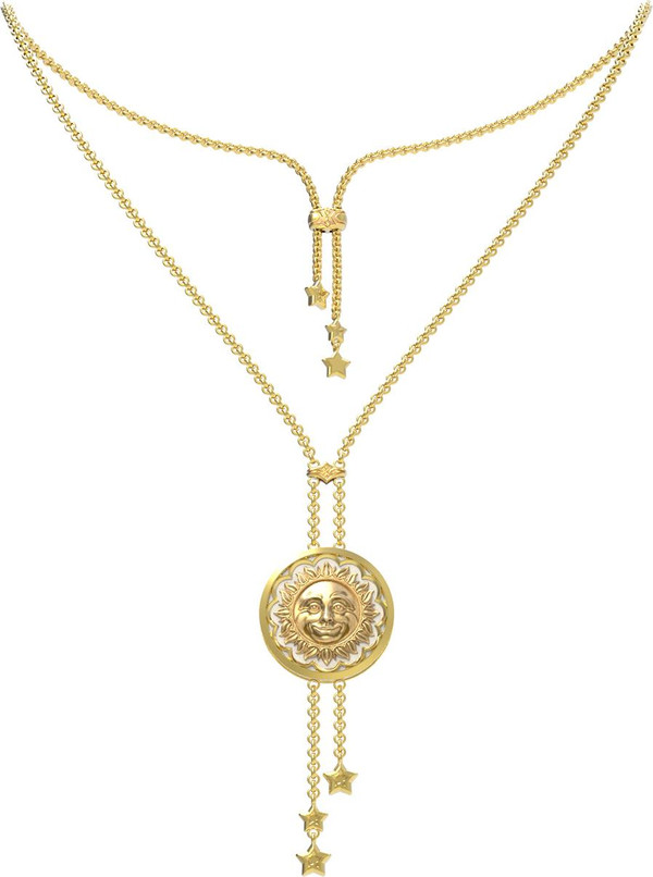 Колье из лимонного золота 585 пробы c ониксом и перламутром