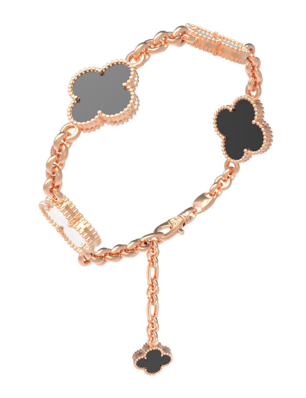 Браслет из золота c ониксом и перламутром