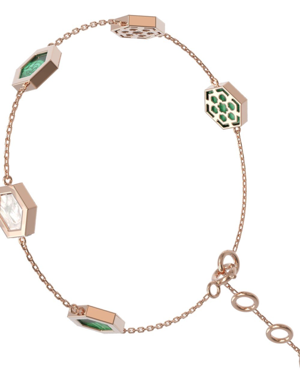 Браслет из золота c малахитом и перламутром