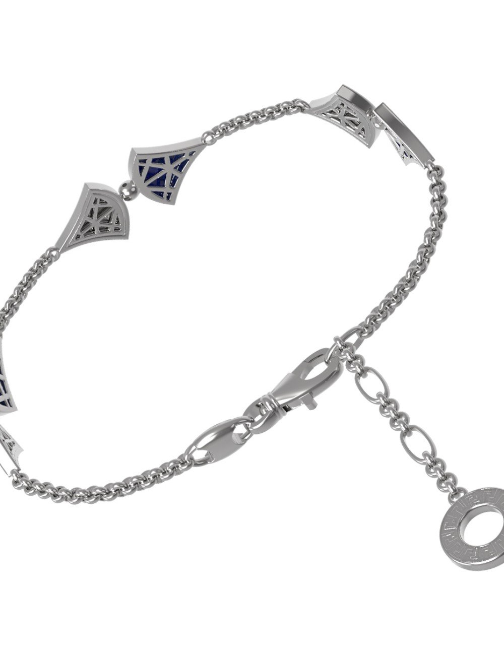 Браслет из белого золота c бриллиантами и лазуритом