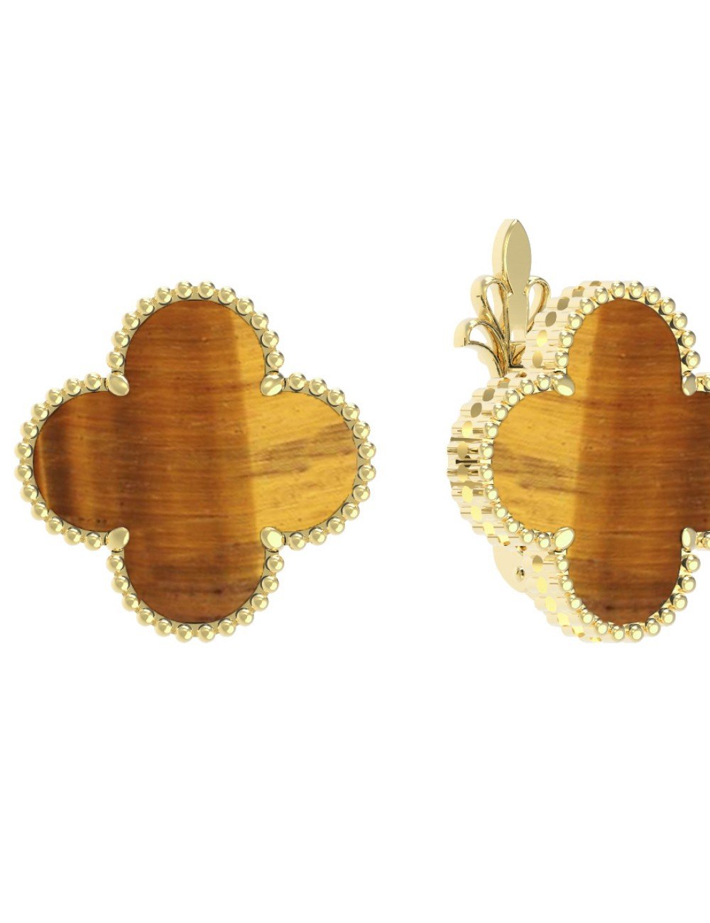 Серьги из лимонного золота c тигровым глазом