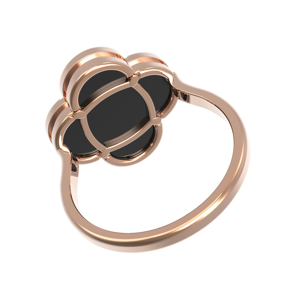 Кольцо из красного золота 585 пробы c ониксом