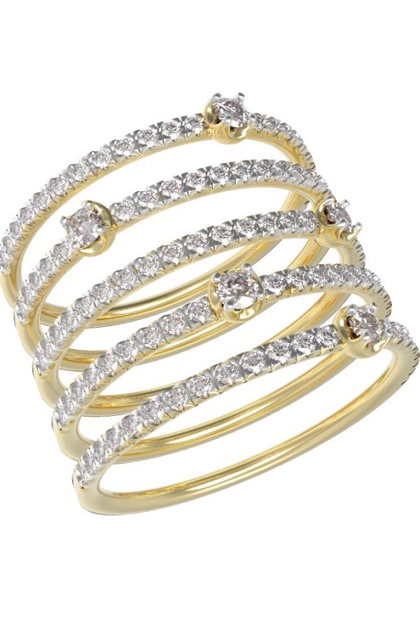 Кольцо из лимонного золота c бриллиантами