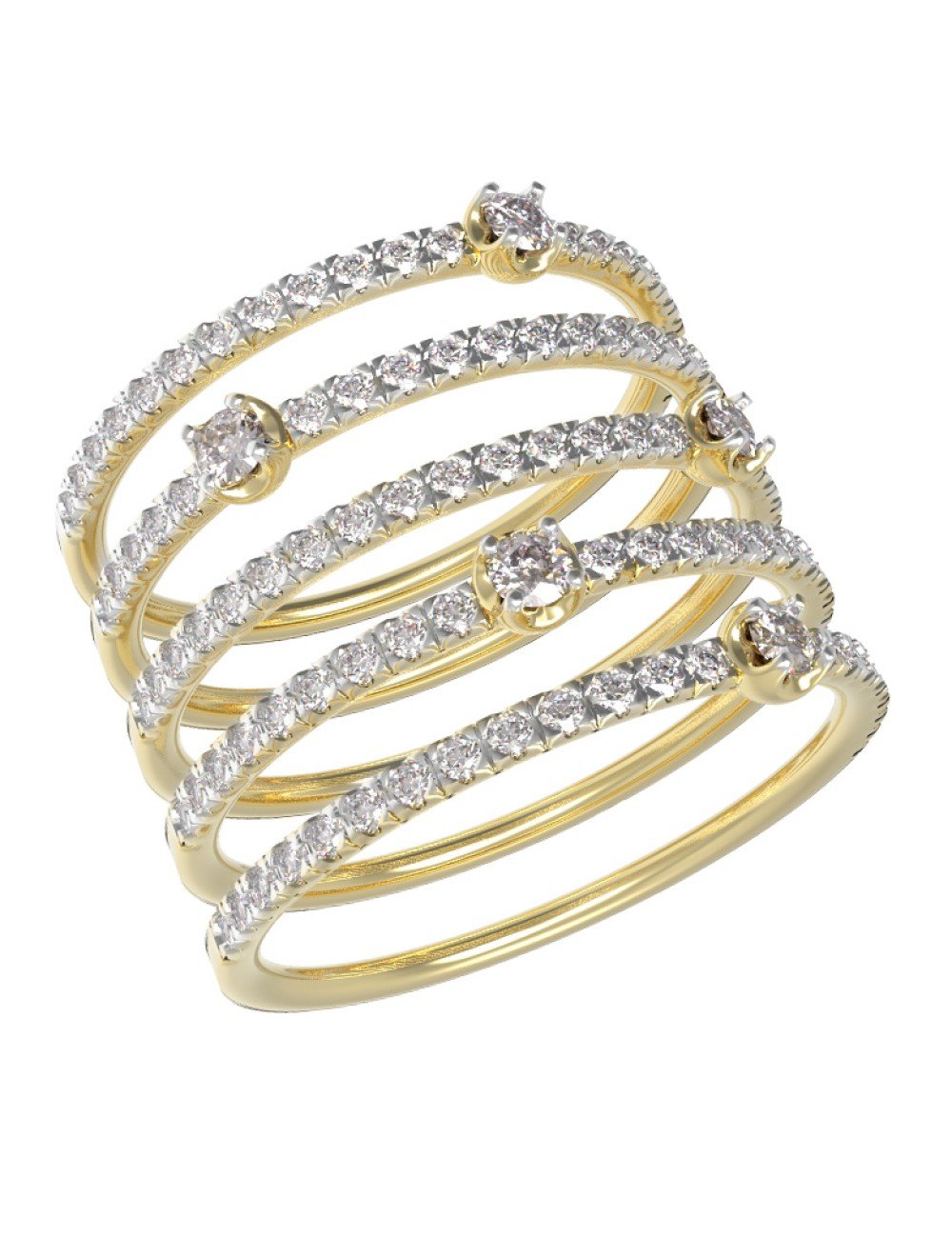 Кольцо из лимонного золота c бриллиантами