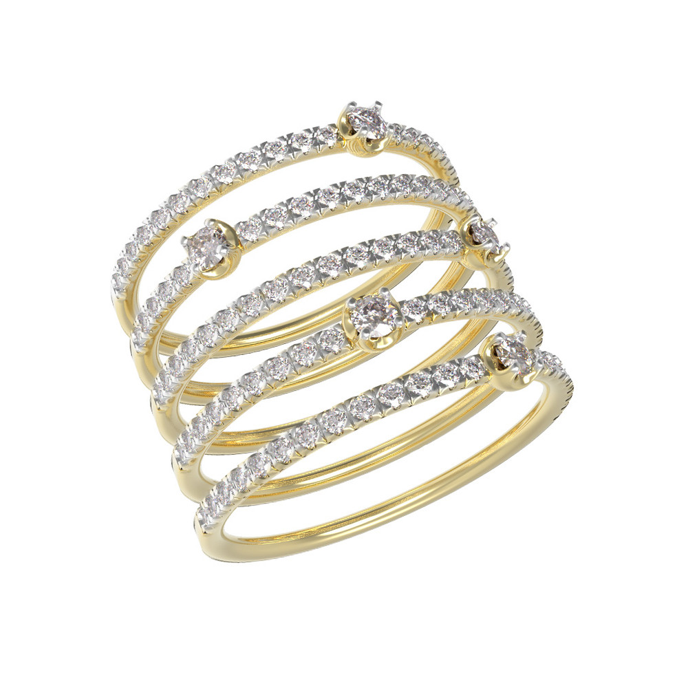 Кольцо из лимонного золота 585 пробы c бриллиантами