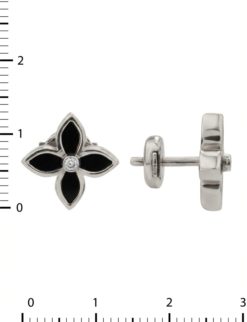 Серьги из белого золота c бриллиантами и ониксом