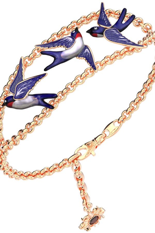 Браслет из золота c эмалью и рубином