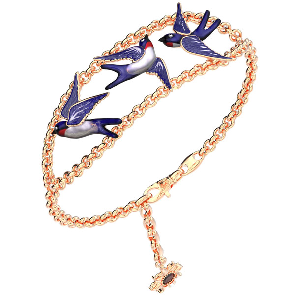 Браслет из красного золота 585 пробы c эмалью и рубином